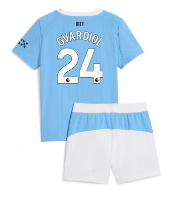 Manchester City Josko Gvardiol #24 Prima Maglia Bambino 2025-26 Manica Corta (+ Pantaloni corti)